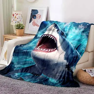 1 Piece Shark Blanket Lightweight Flannel Blanket, Suitable for Sofa, Bed, Travel, Camping, Living Room, Office, Sofa, Chair, and Bed