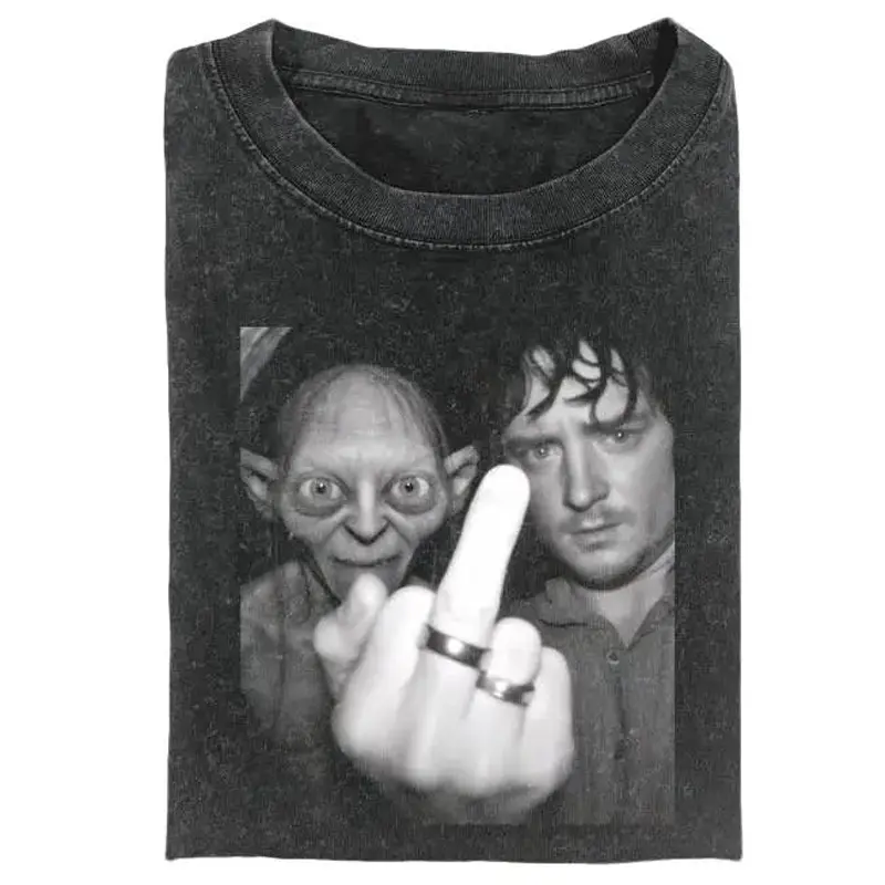 THE LORD OF THE RINGS Middle Finger T-shirt, Movie Funny Sweatshirt, Movie Hoodie, Gollum Shirt - 100% Cotton, Medium Fabric, Summer, Fitted, Graphic