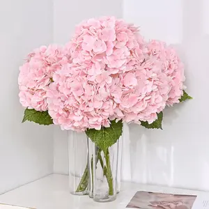6/12Pcs 21in Hydrangea Artificial Flowers, Latex Real Touch Hydrangeas Lifelike Large Hydrangea Flowers for Home Decor Party Arrangements Wedding Bouquets Centerpieces (Blue)