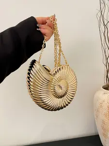 Women's Fashionable Shell Shaped Crossbody Bag, Chic Chain Crossbody, Casual Versatile Shoulder Bag for Daily Used, Trendy All-match Commuter Bag, Trendy Metal Purse