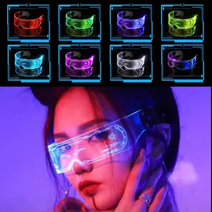 CREPUSCOLO LED Glasses LED Visor Glasses with 7 Colors and 5 Modes Light Up Glasses Rechargeable Party Glasses Luminous Glasses for Cosplay Halloween Party Bar Festival Concert