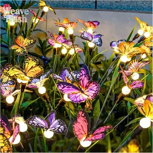 Solar Butterfly & Flower LED Garden Stake Lights, Outdoor Waterproof Swaying Landscape Lights, Wind-Dancing Decorative Lights for Yard, Patio, Pathway & Lawn, Energy Saving Auto On/Off LED Stake Lamp for Outdoor Garden Decor