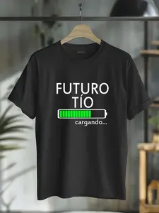 Women's 100% Cotton Short-Sleeve Distressed Streetwear T-Shirt, Futuro Tio Cargando Spanish Uncle Pregnancy Announcement Top
