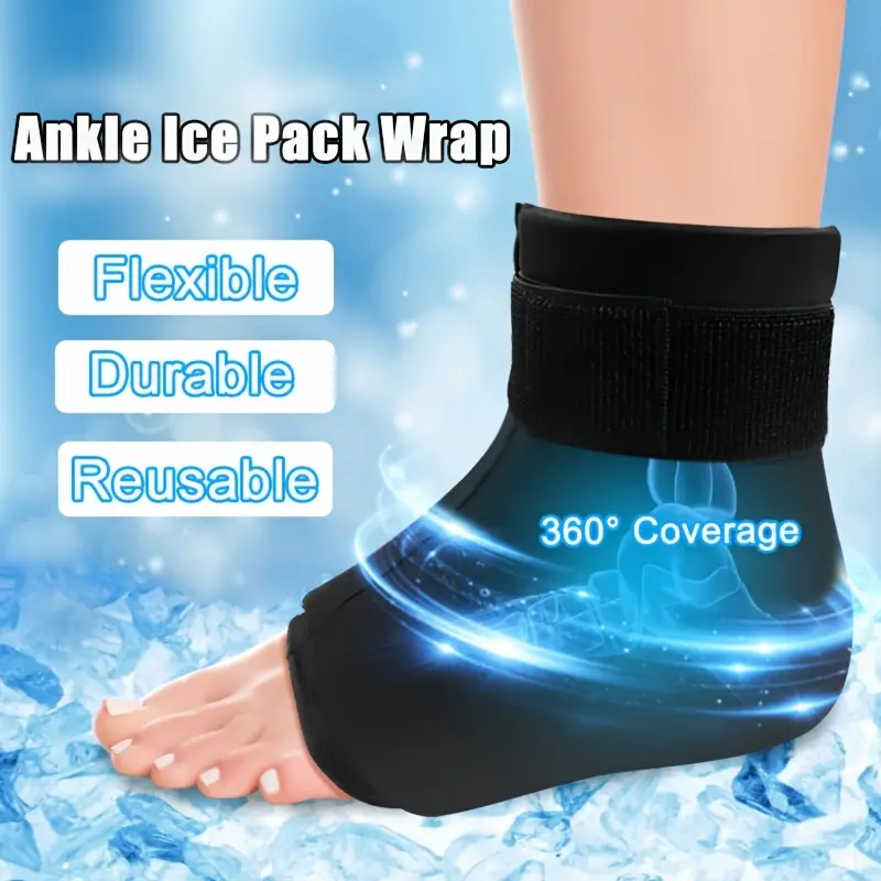 1pc Ankle Ice Wrap, Ankle Foot Ice Heel Ice Pack, Hot Cold Pack, Reusable Gel Ice Pack For-With Adjustable Strap to Offer Firm Fit-Ankle Ice Pack for Gel Cold Compress, Reusable, Hot And Cold Compress (L-Xl)-Adjustable Design-Three Colors Available