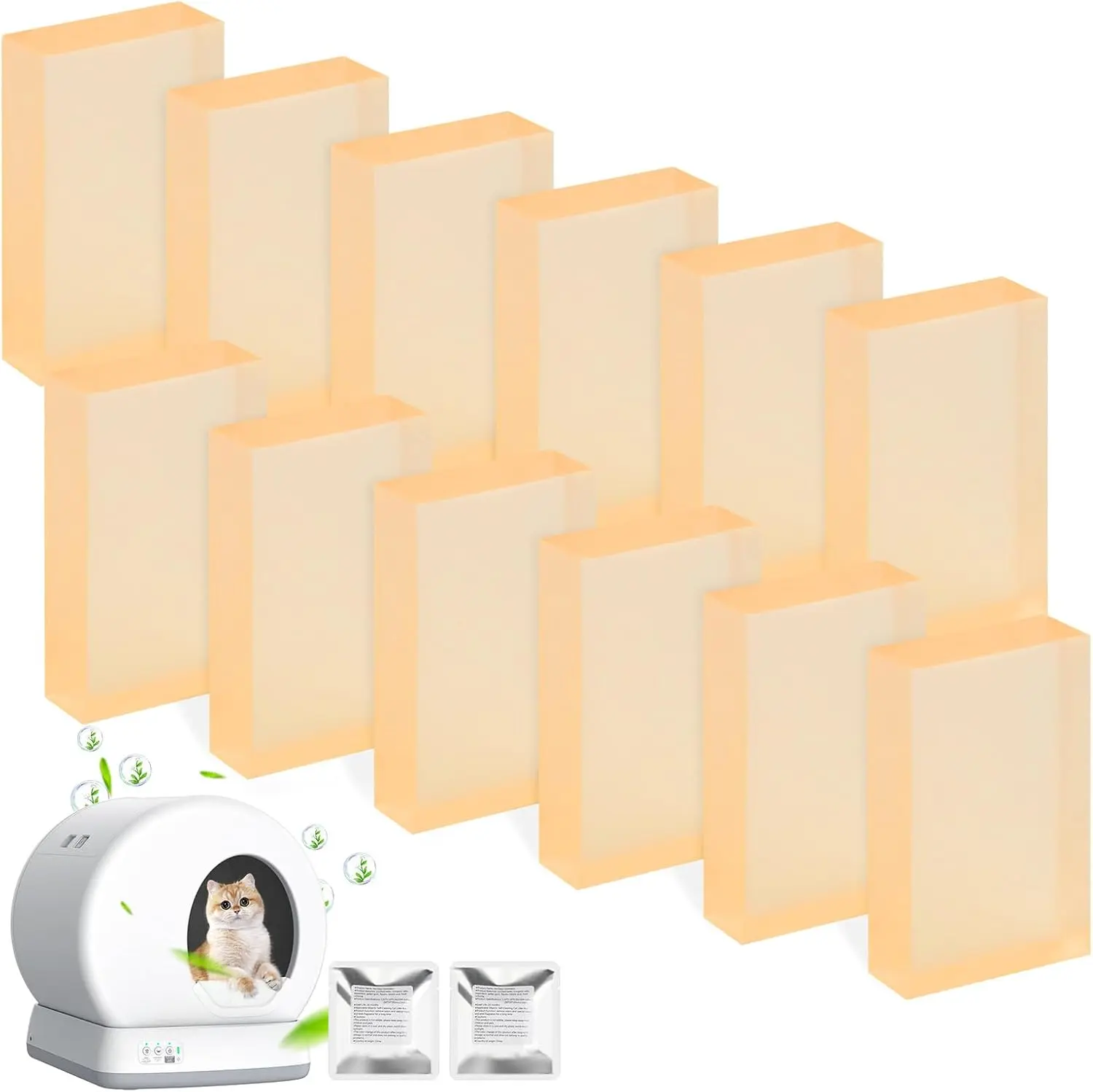 12 Pack Litter Box Deodorizer Compatible with MeoWant MW-SC01 / MW-SC02 / LB02 Self-Cleaning  Litter Boxes, 360 Odor Lock  Toilet Odor Eliminator Gel