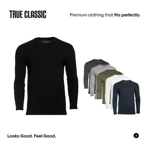 True Classic Long-Sleeve Crew Neck Tee - Premium Cotton Blend, Soft & Breathable, Classic Fit, Everyday Essential, Perfect for Layering & Casual Wear - Crewneck