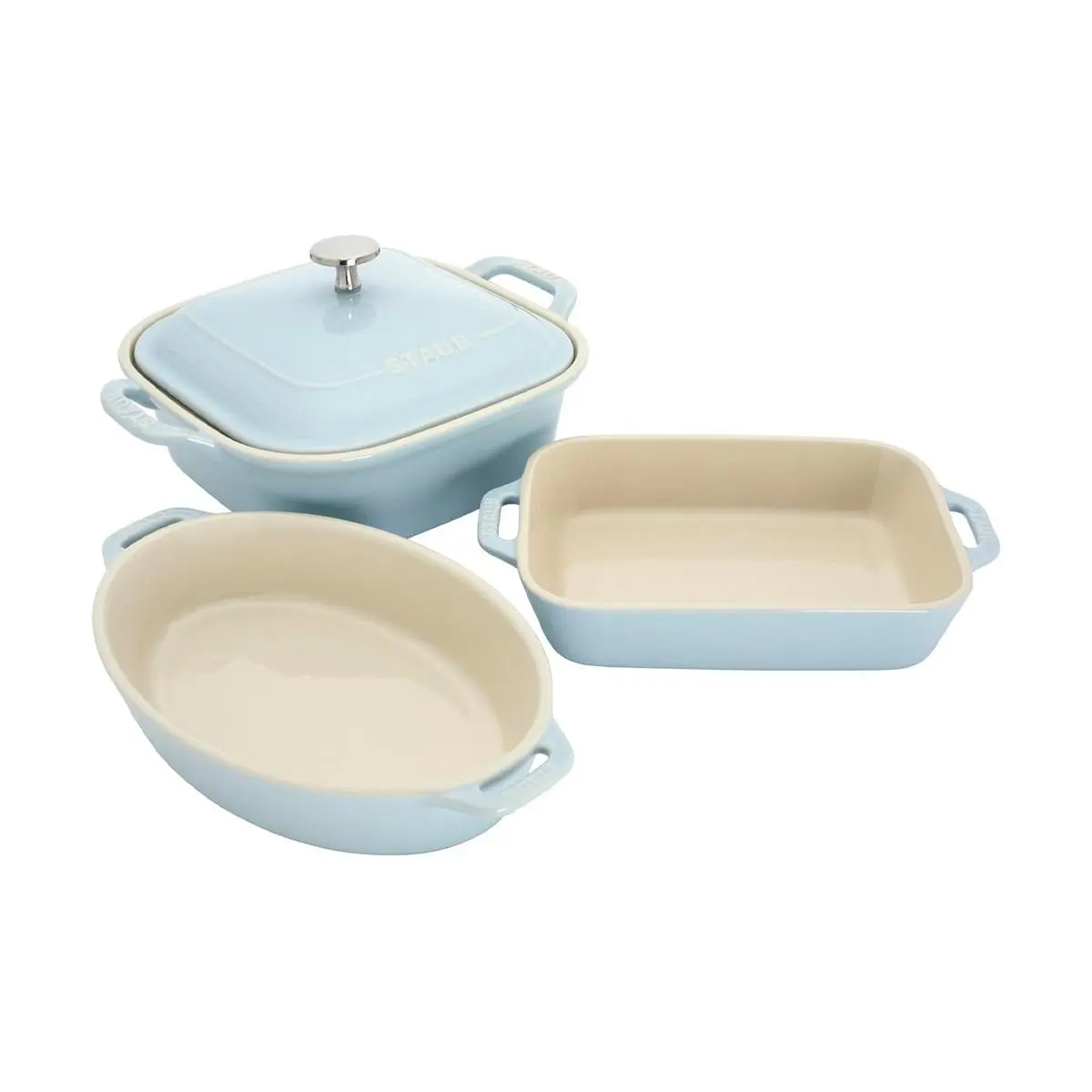 Staub 4-Piece Ceramic Baking Dish Set - Macaron Blue, French Ovenware for Baking & Roasting Staub 4-Piece Ceramic Baking Dish Set - Macaron Blue, French Ovenware for Baking & Roasting