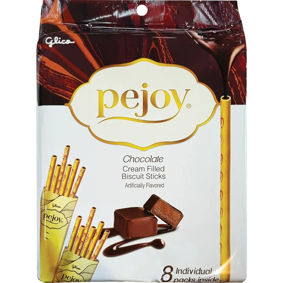 Glico Pocky Pejoy Chocolatey Biscuit Sticks, Whole Milk Chocolatey Cream-Filled Crunchy Sweet Snack Pack