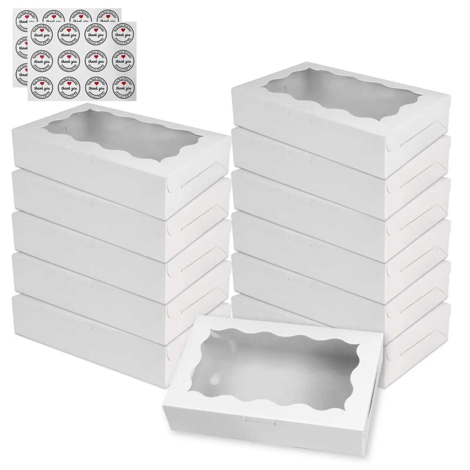 White Cookie Boxwith Window 7.09x4.9x1.75 Inch TwoUses Pastry Biscuit Bakery Box ForPackaging Bakeware Cake Box Baking Supplies