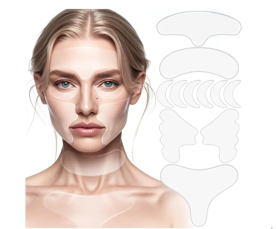Neck Wrinkle Patches, Reusable Silicone Neck Patches for Fine Lines overnight care, 11 pieces