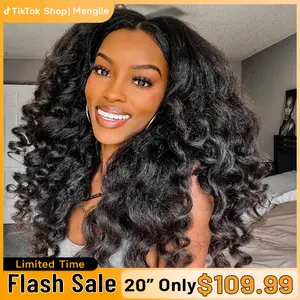 [200% Density] Menglle 13x4 Yaki Loose Wave/Yaki Straight/Yaki Burmese Curly/Loose Deep Wave Lace Front Wigs Human Hair Pre Cut Lace Glueless Yaki Bounce Wand Curly Wig Natural Hairline Beginner Friendly#greenish#TikTokShopSpringGlowUp
