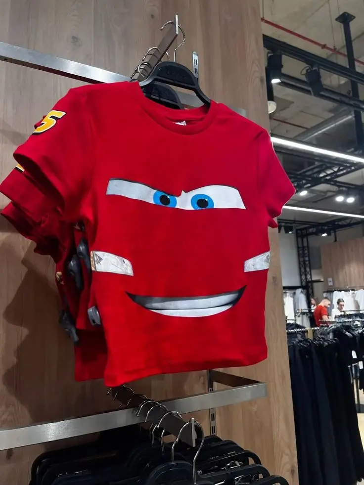 Y2K Retro Racer Graphic Tee Red Animated Movie Face Crewneck Soft Cotton Short Sleeve Streetwear T-Shirt Nostalgic Cartoon Car Cosplay Outfit Gift for Men Women