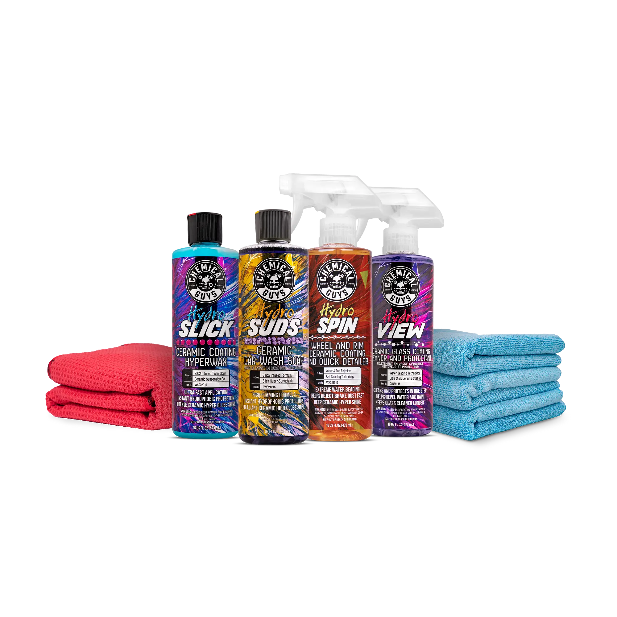 Chemical Guys Exterior Ceramic Clean Prepared Set - Automotive Exterior Car Washing Solution, Liquid Wash Soap, Hydroslick Equipment, Detailing Tools, Car Wash Accessories for Deep Ceramic Shine, Surface Protection