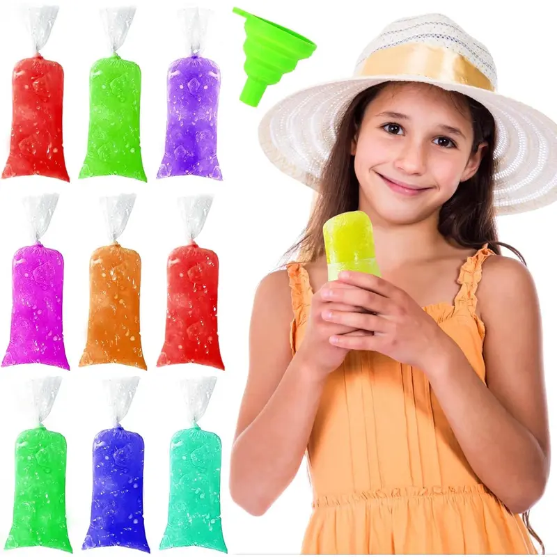 200 count Ice Pop Bags, Plastic Disposable Popsicle Ice Lolly Candy Mold Bags with Funnel for Adults  DIY Making Freeze Ice Cream Pouch Yogurt(2.76 x 11.8 In)