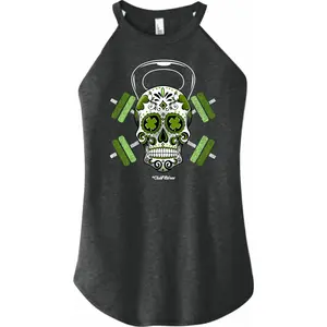 Shamrock Kettlebell Sugar Skull - High Neck Rocker Tank