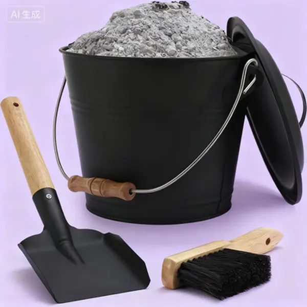 Galvanized Steel Fireplace Ash Bucket with Lid 1.5 Gallon Capacity Includes Shovel Broom and Tool Set Reusable Metal Ash Can for Fire Pit Coal and Charcoal Ash Cleanup Durable Rust Resistant