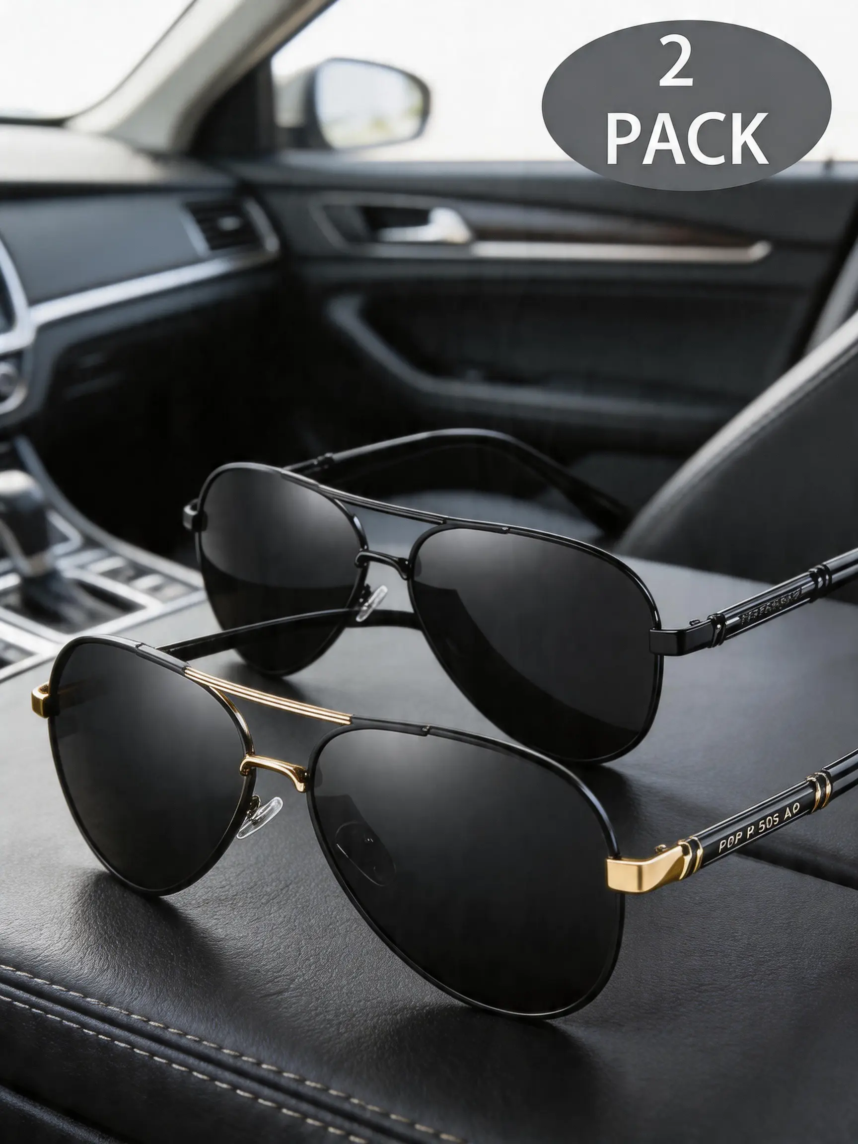 2 Pack Polarized Sunglasses UV400 Protection Round & Aviator Styles SUNGAIT Women main image 3