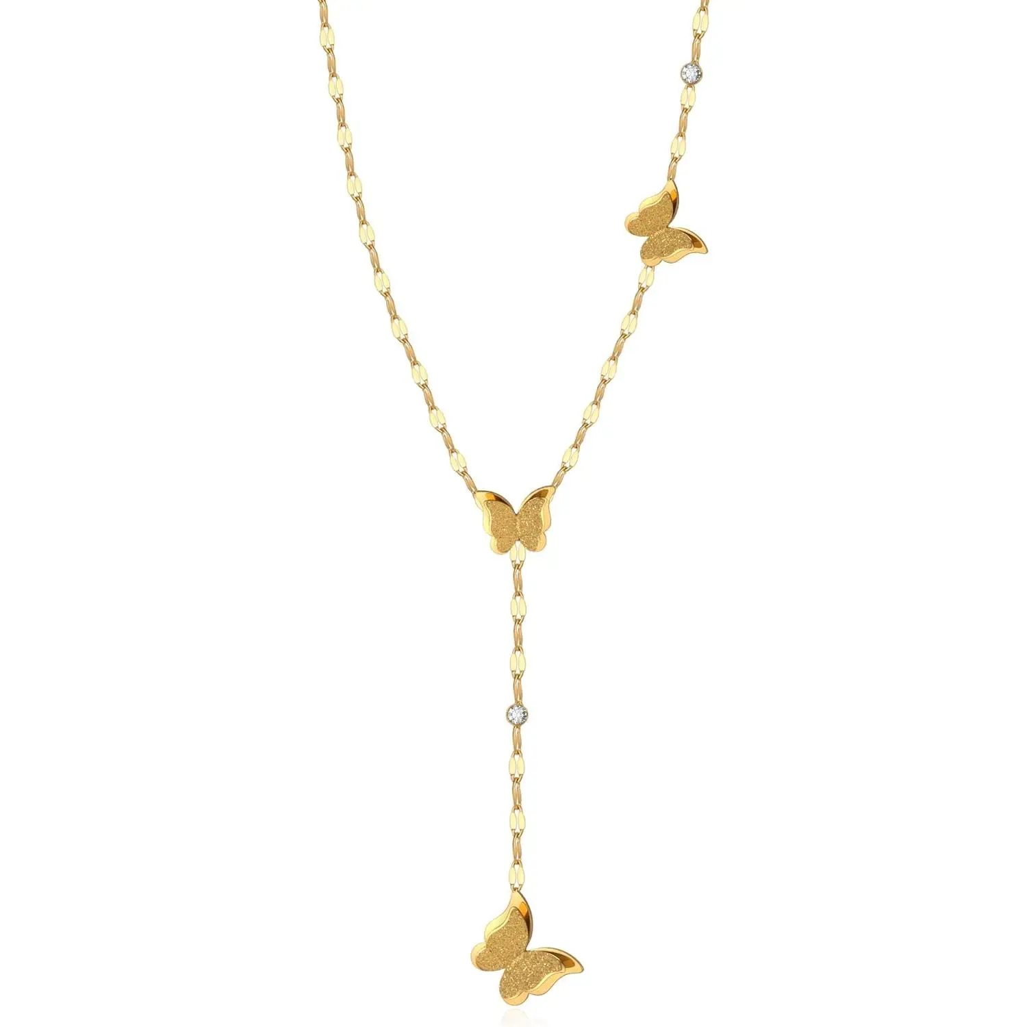 Necklace,Stainless Steel, 14K Golden Plated,Fashionable Butterfly,18 inches