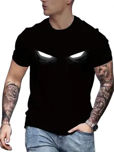 Men's Cartoon Graphic Print Round Neck Tee, Regular Fit Casual Short Sleeve T-shirt, Men's Summer Top for Daily Wear, Tropical