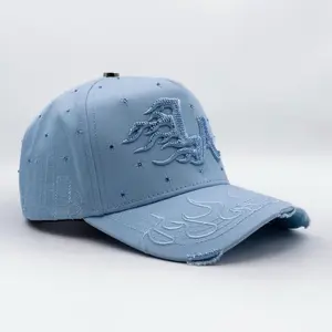 L A Flamas Blue Klan Hat with Embroidered Design and Star Details