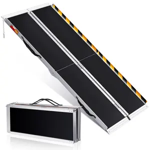 【GARVEE】8 FT Non-Slip Aluminum Folding Wheelchair Ramp - Portable Ramp for Home Steps, Door Thresholds, Scooters, Cars, Doorways, Curbs, and Stairs Accessibility