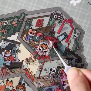 Micro Terror Landscape Sticker Book, Sticker Album, Pet Material, Horror Town Theme, Rich Materials, Perfect Birthday Festival Gift