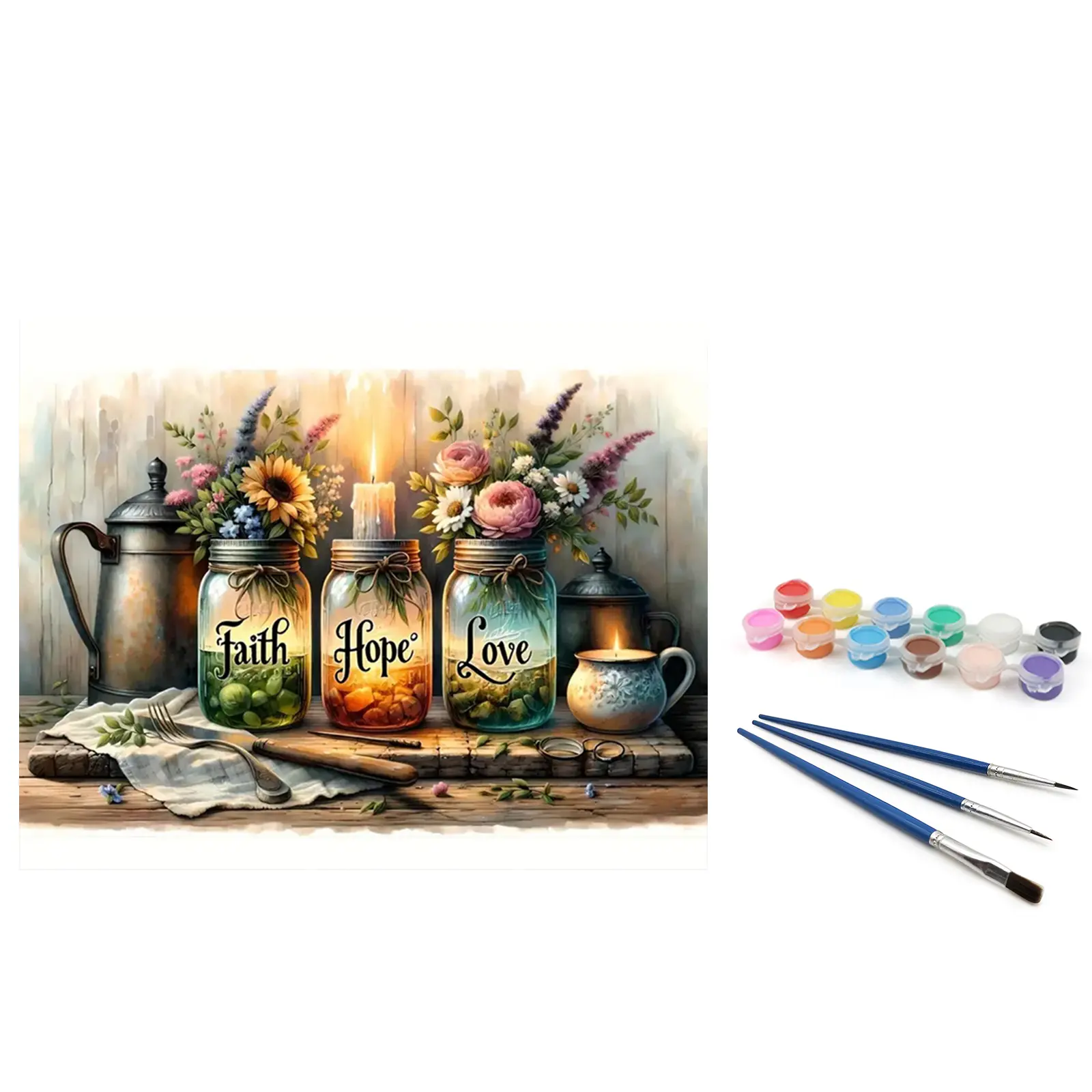 DIY Painting Paint By Numbers Kit, Canvas Oil Art Flower Picture, 50x40cm Home Wall Decor