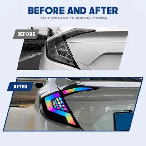 HCMOTIONZ RGB Tail Lamp For Honda Civic 2016-2021 Custom Start Up Animation DRL LED Car Back Light Assembly Accessories 10th Gen