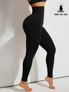Plus Size High Waisted Sculpting Compression Shapewear Slim Leggings, Stretchy Tummy Control & Butt Lift Design, Ideal for Comfortable Wear, Womenswear