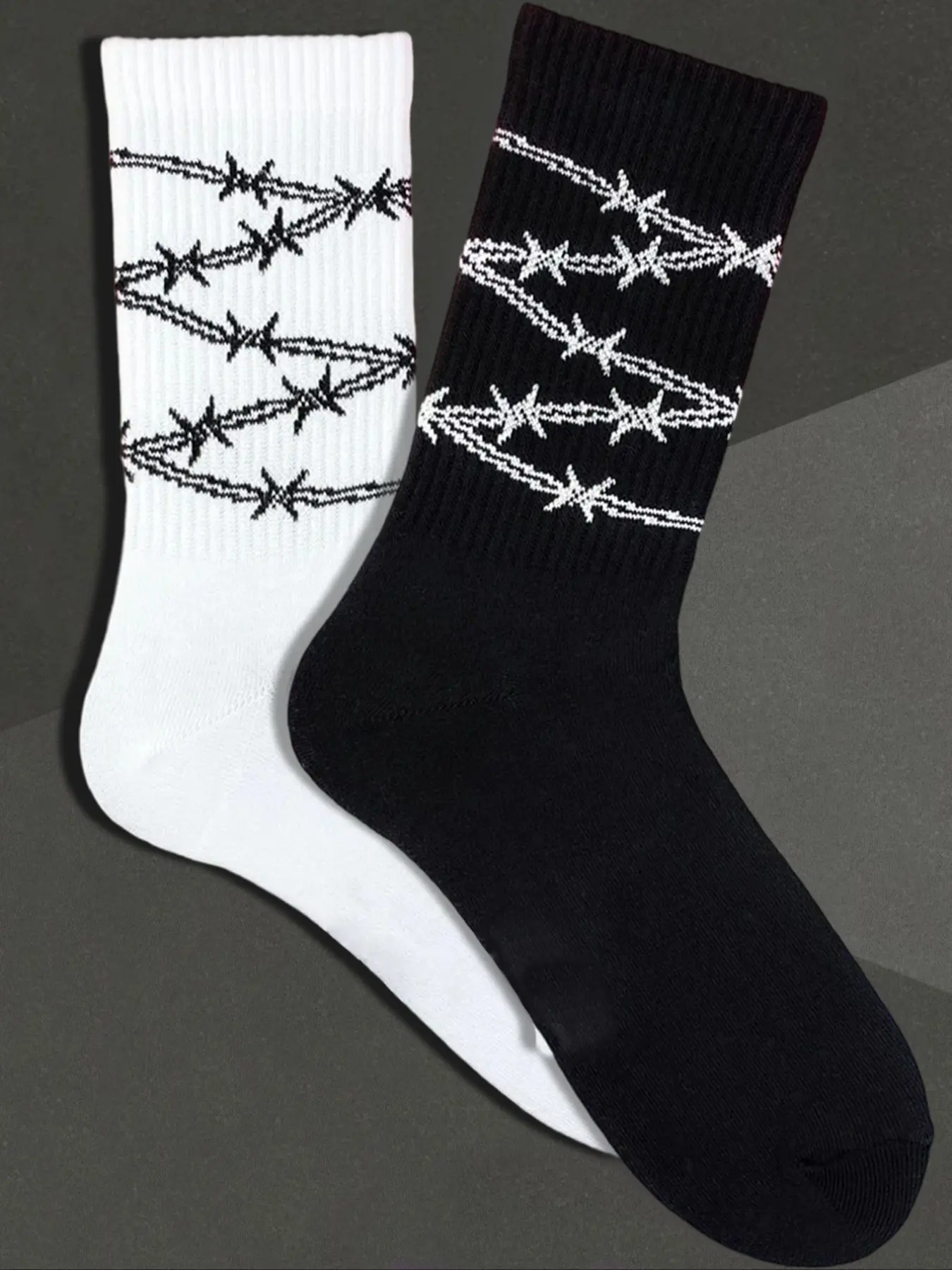 Women's & Thorns Pattern Knee-High Socks, Autumn Winter Casual Knit Elastic Fit Cotton Socks, Soft Comfortable Warm Breathable