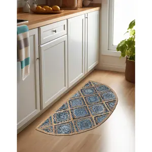 Blue Braided Jute Rug