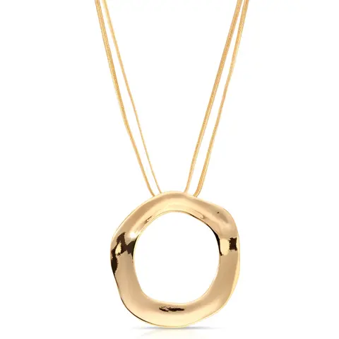 Ettika Open Circle Statement Necklace - 18k Gold and Silver Plated Brass Pendant with Extender Chain Fashion Accessory for Women