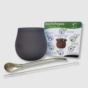 Torre Grey stoneware mate gourd set
