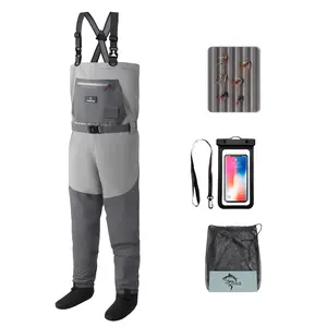 Trudave Fishing Waders, Waterproof Chest Waders for Men and Women, Lightweight Stockingfoot Waders for Fishing Outdoor Apparel High Leg Bottoms