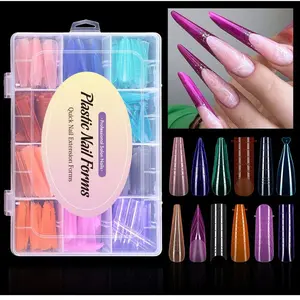 Dual Nail Forms for Poly Nail Gel,12 Shapes Colorful French Nail Forms, Clear Poly Gel Nail Molds for DIY Nails Extension Kit for Salon-Quality Manicures at Home 292 PCS