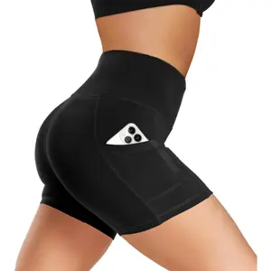 Biker Shorts Women with Pockets - 3"/5"/8" High Waisted Soft Tummy Control Workout Shorts for Yoga Athletic Gym
