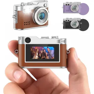 Mini Digital Camera  Brown, 1080P FHD Small Retro Digital Camera with 0.96 Inch Colour Screen, 2MP Thumb Camera, Compact Photo Camera with Flash & Recording, Mini Digital Camera Small