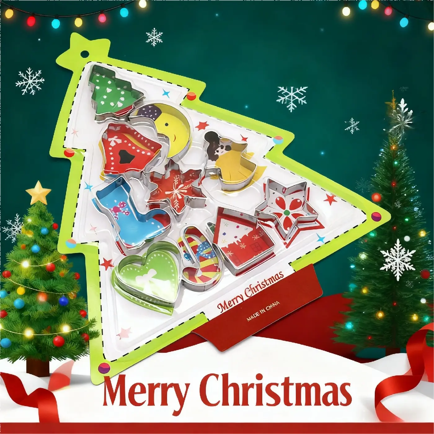 10pcs Christmas Cookie Cutters Stainless Steel Baking Molds for Holiday Cookies, Snacks & Fondant | Angels, Candy Cane Shapes | Cuts Chocolate, Cheese & Fruit | Kitchen Gadgets, Accessories, Baking Tools | Gift for Bakers & Dessert Lovers