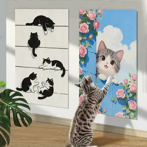 Self Adhesive Cat Scratching Mat for Indoor Use, Cat Scratch Pad for Wall Sofa and Furniture Protection, Durable Cat Claw Grinding Board, Interactive Cat Climbing Mat and Cat Wall Play Area Decor