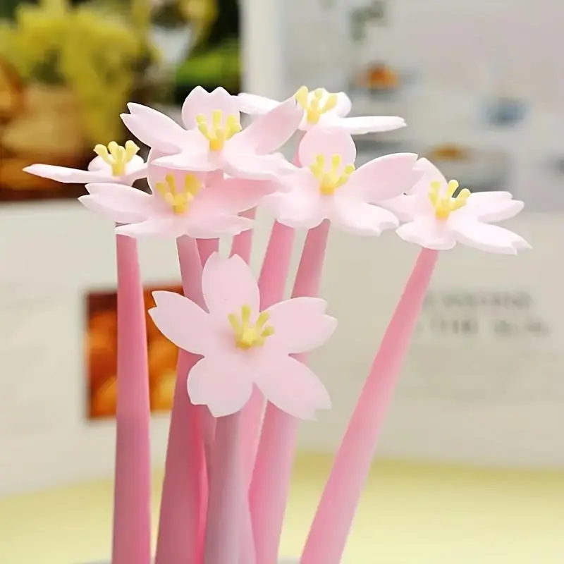 Sakura Design Gel Pen, 5/10/20/60/120pcs Cute Floral Design Gel Pen, Silicone Body Writing Pen for Students, Office Writing, Perfect Gift for Classmate