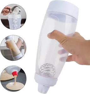 Pancake Batter Mixer Bottle – 33 Oz Dispenser with Blender Balls, Kitchen Squeezer for Batter, Graduated Lines & Non‑Slip Base for Cupcakes, Crepes, Muffins, Pancakes