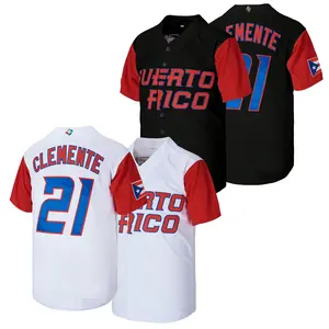 Men’s Roberto Clemente #21 Puerto Rico Baseball Jersey, Lettered Embroidered World Baseball Classic Souvenir Jersey, Gift for Game Day