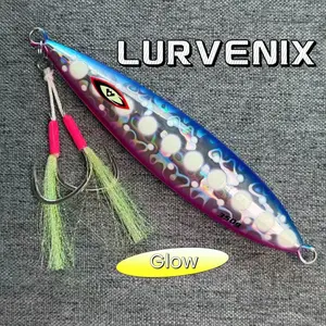 LURVENIX Slow Pitch Jig Saltwater Fishing Lures Flat Fall Jigs, Jigging Baits with BKK double Hook