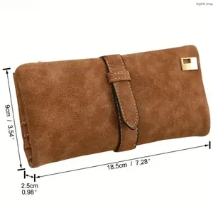 Long Solid Color Wallet for Women & Men – Bifold Clutch Wallet with Photo ID Window, Credit Card Slots, RFID Protection, Wrist Strap, Slim & Large Capacity Handbag for Daily Use, Travel, Casual, Office, Shopping, Gift