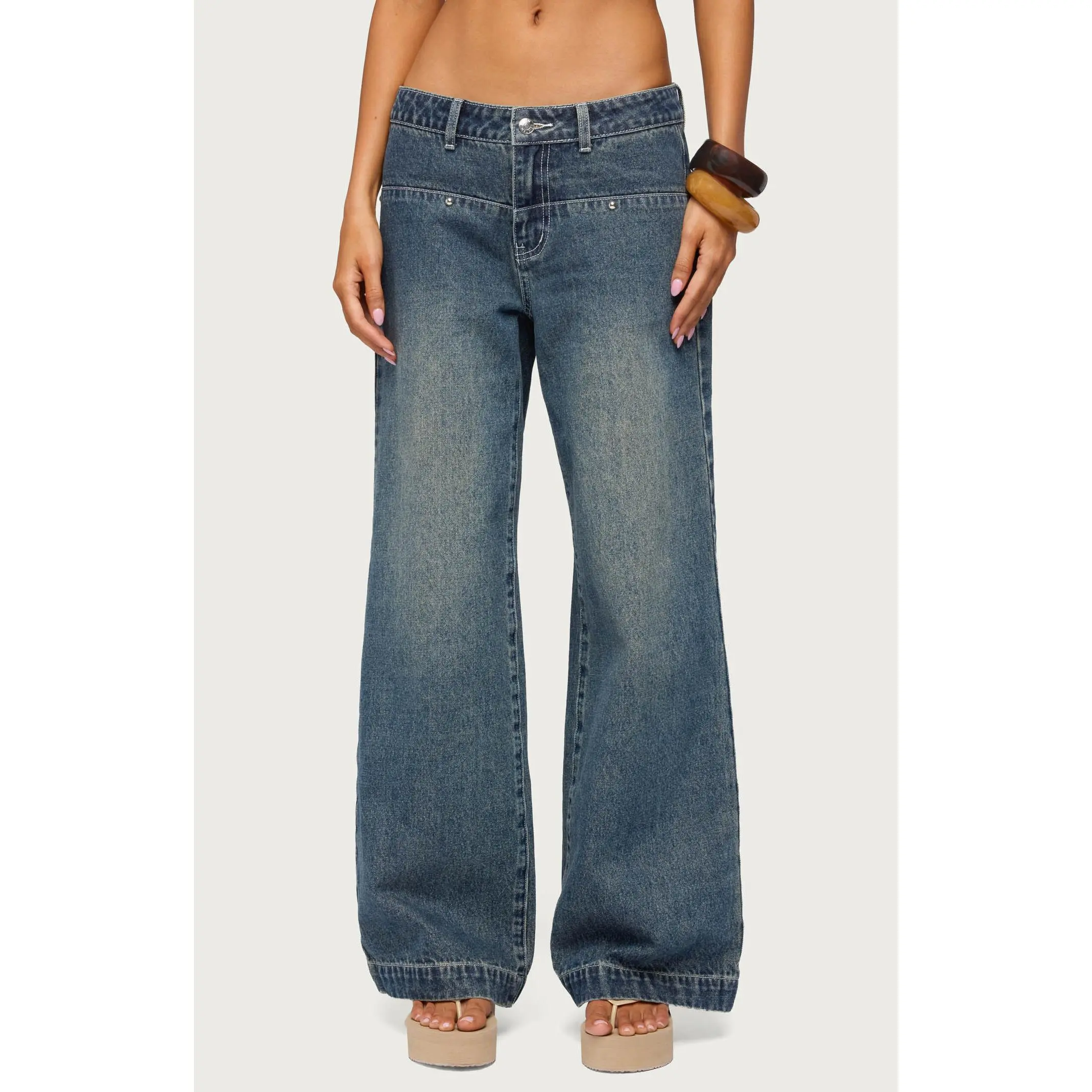 Edikted Women's Wyn Studded Low Rise Baggy Jeans