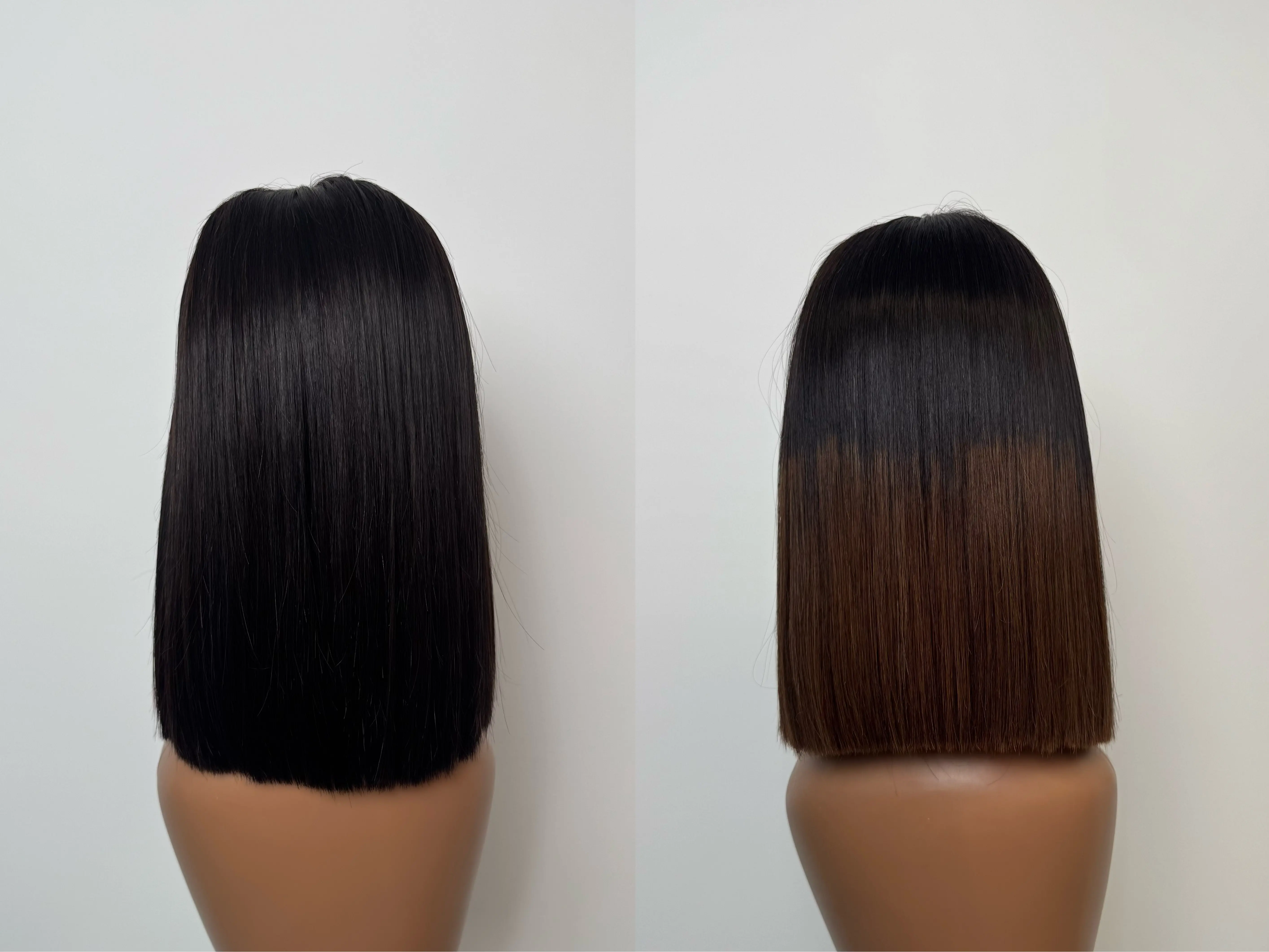 5X5 10-12 INCH Straight BOB WIG Natural Black colour and Ombre Brown colour 250% Density Selectable cap type: drawstring cap or normal cap 100% RAW HAIR HD LACE HUMAN HAIR GLUELESS WIG