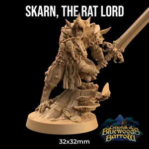 Skarn the Rat Lord Woodland Critterfolk | The Dragon Trappers Lodge | 32mm Scale | Miniature TTRPG Mini DnD Dungeons and Dragons Wargame
