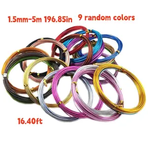 9 Colors Eco-Friendly Anodized Aluminum Wire, 1.5mm 5m High Purity, Bonsai Shaping, Gardening DIY Craft Material, Creative Art Supplies