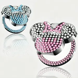 Car Cute Push to Start Button Cover Accessories, Star Mouse Bling Crystal Car Engine Start Stop Button Cover, Car Decoration Interior Protection Sticker for Women Girl