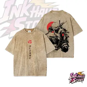 Kakashi Hatake T-Shirt Washed Vintage--Short Sleeve Cotton Unisex Retro wash Tee